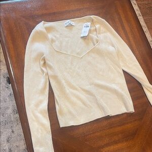 Abercrombie & Fitch Cream V-Neck Sweater